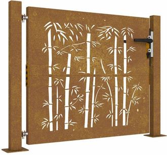 vidaXL Puerta De Jard&iacute;n Acero Corten Dise&ntilde;o Bamb&uacute; 105x80 Cm Vidaxl