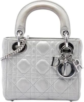 Dior Pre-owned Lady Dior - Dames - Vintage Mini Tas - Grijs - ONE Size - Leer - Vintage