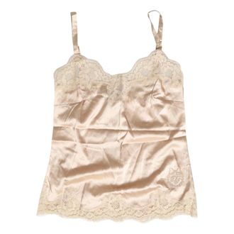 Dolce & Gabbana Sleeveless Tops, female, Beige, Size: M Lingerie Top