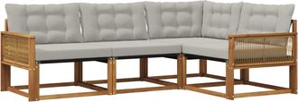 vidaXL Conjunto De Sof&aacute;s De Exterior 4 Uds. Natural Y Gris Claro Vidaxl