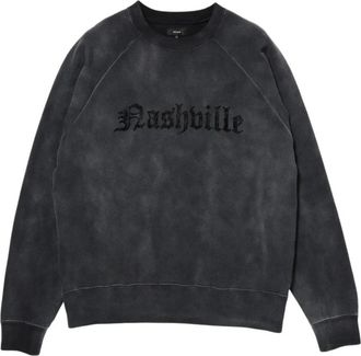 Beams Plus Fade Print Raglan Crew Neck - Heren - Sweatshirts - Zwart - S - Katoen - Hoodies & sweatvesten