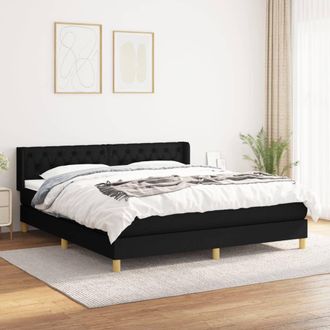 vidaXL Cama Box Spring Con Colch&oacute;n Tela Negro 160x200 Cm Vidaxl