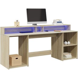 vidaXL Escritorio Con Led Madera Ingenier&iacute;a Roble Sonoma 200x55x91 Cm Vidaxl