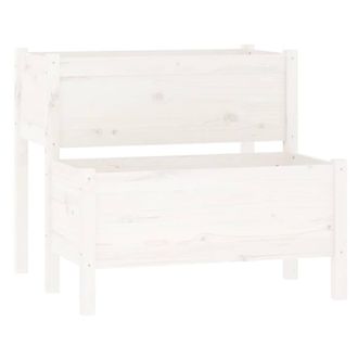 Berkfield Home Planter White 84.5x84x75 cm Solid Wood Pine
