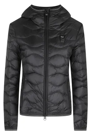 Blauer Black Camelia Hooded Wave Stitching Polyamide Down Jacket