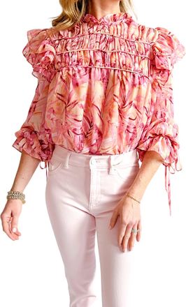 Entro Mock Neck Long Sleeve Top In Blush