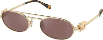 Miu Miu Brown Silver Oval Ladies Sunglasses MU 54ZS ZVN70D 53