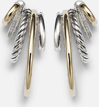 David Yurman Orecchini a cerchio DY Mercer in oro 18kt e argento con diamanti