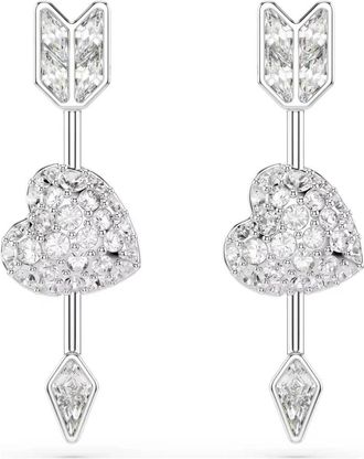 Swarovski Idyllia Hart Met Pijl Oorbellen - Dames - Oorbellen - Grijs - ONE Size - Accessoires