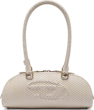 Diesel 1DR Dome-Elongated bowling bag in textured leather - Shoulder Bags - Woman - Beige