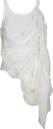 Maria Calderara Ribbed Sleeveless Cotton Top With Overlapping Inserts