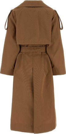 Herno Womens Lungo Trench Coat Brown Cotton Polyester