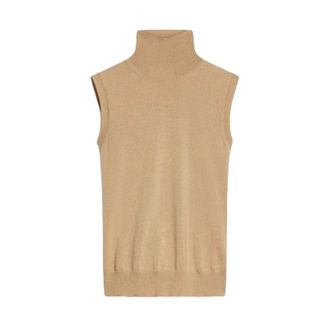 Sportmax Sportmax, Sleeveless Knitwear, female, Brown, Size: L Ardenza Sleeveless Turtleneck Sweater