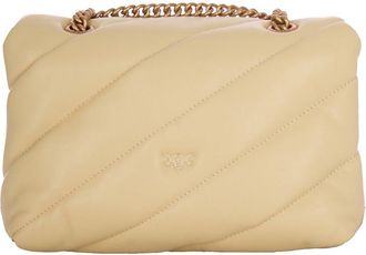 Pinko Womens Shoulder Bag Love Puff Vanilla Yellow-Antique Gold Yellow/antique