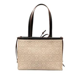 Loewe Pre-owned Tote Bags, female, Beige, Size: ONE SIZE Pre-owned Canvas Tote Bag
