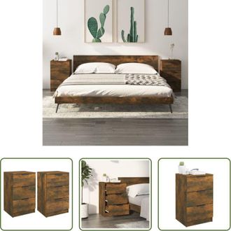 vidaXL vidaXL Comodino moderno - Comodini 2 pz Rovere Fumo 40x36x65 cm