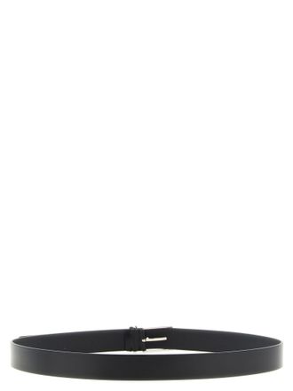 Tom Ford Palladium T-Buckle Calf Leather Belt - Black