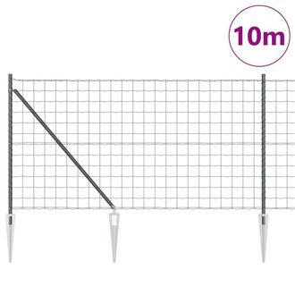 Berkfield Home Modern Euro Fence with 7 Spike Posts 1x10 m Galvanised Steel Grey in Dark Grey