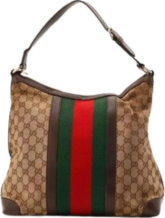 Gucci Pre-owned Le Hobo Web - Dames - Vintage Schoudertas - Bruin - ONE Size - Vintage