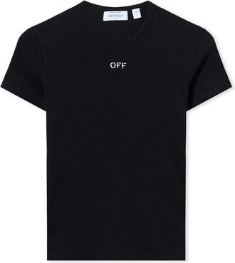 Off-white Tops, Dames, Zwart, S, Katoen, Off Stamp Ribbed Basic T-Shirt