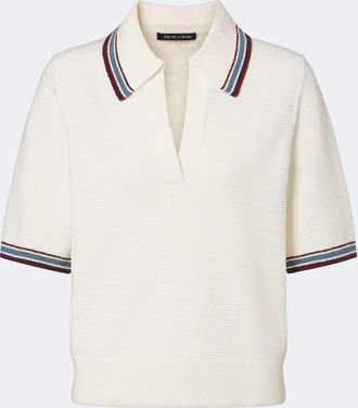 Veronica Beard Quinelle knitted cotton-blend polo shirt