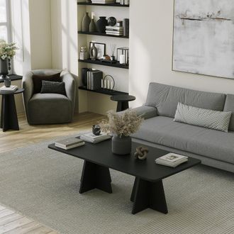 Dmora Tavolino Da Salotto Ottana, Forma Rettangolare, Materiale Piano In Legno Nobilitato, Colore Ripiano Nero, 120x60x40h Cm Nero