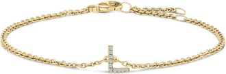 House of Brilliance 10K Gold Diamond Accent A-Z Initial Charm and Link Bracelet