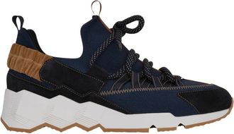 Pierre Hardy Nylon Trek Sneakers met Grafisch Leer - Heren - Sneakers - Blauw - 42 EU - Leer - Schoenen