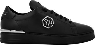 Philipp Plein Schoenen, unisex, Zwart, 39 EU, Leer, Low-Top Sneaker Hexagon