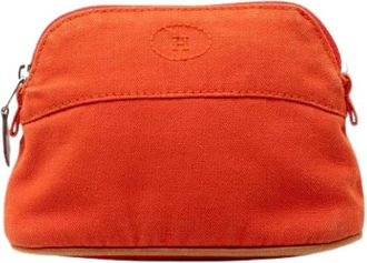 Herm&egrave;s Pre-owned Clutches, female, Orange, Size: ONE SIZE Pre-owned Canvas Pouch