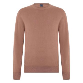 Fedeli Round-neck Knitwear, male, Brown, Size: L Brown sweater in soft cotton