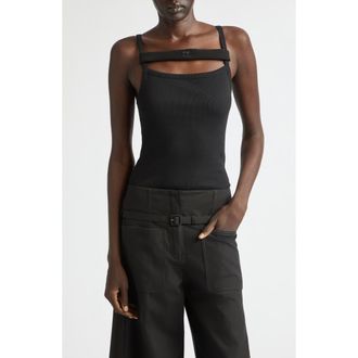 Courr&egrave;ges 90s Rib Strap Tank in Black at Nordstrom, Size X-Large