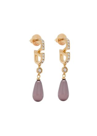 Valentino Garavani Vlogo Crystal-embellished Drop Earrings - Gold - One Size