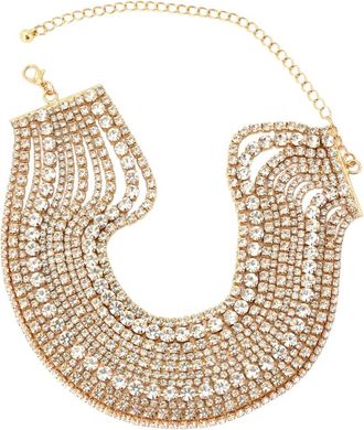 Adornia Adornia Plated Crystal Multi-Strand Crystal Adjustable Collar Necklace