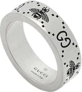 Gucci Rings, female, Gray, Size: 64 MM Silver Bee Engraved Ring
