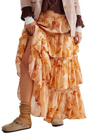 Free People Sawyet Ruffle Maxi Skirt in Vanilla Combo at Nordstrom, Size Medium