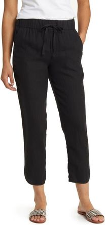 Caslon Tulip Hem Linen Pants in Black at Nordstrom Rack, Size Large