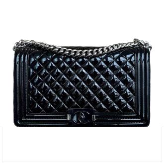 Chanel Black Patent Medium Boy Bag