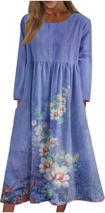 Generic Ladies Casual Dresses Modest Loose Dress for Women Elegant Long Skirts Plus Size Casual Dress for Women Fall Winter