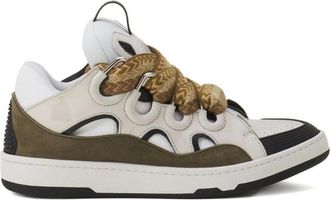 Lanvin Schoenen, Heren, Veelkleurig, 46 EU, Suède, Witte Sneakers met Gevlochten Veters