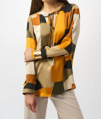 Joseph Ribkoff Abstract Print Straight Tunic In Black/multi