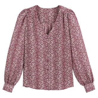 La Redoute Collections Blouse met V-hals en bloemenprint, lange mouwen