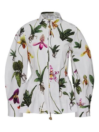 Oscar De La Renta orchid-print shirt - White