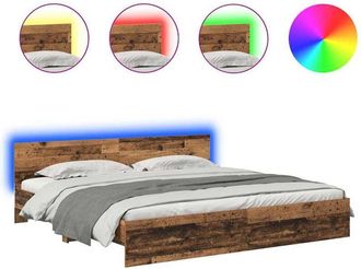 vidaXL Bed Frame with Headboard Old Wood 200 x 200 cm Engineered Wood vidaXL