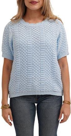 Cyrus Short Sleeve Textured Crewneck Sweater in Ice Sky at Nordstrom Rack, Size X-Large