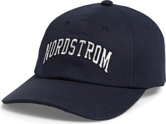Nordstrom 125th Logo Adjustable Canvas Baseball Cap in Navy at Nordstrom