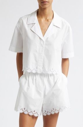 A.L.C. Gabrielle Eyelet Embroidery Woven Shirt in White at Nordstrom, Size X-Small