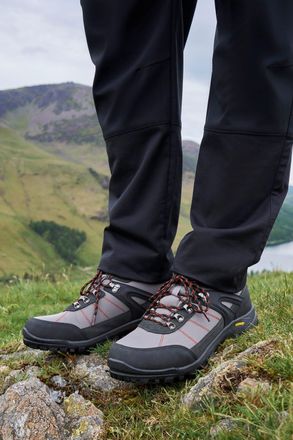 Mountain Warehouse Storm Mens Walking Shoes Mesh Lined Waterproof Sneakers Dark Grey Leather - Size UK 12