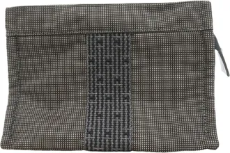 Herm&egrave;s Gray Nylon Pouch (Pre-Owned)