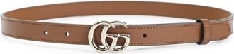 Gucci Sundial Brown Calf Leather 2 Cm Gg Gold Belt-Donna